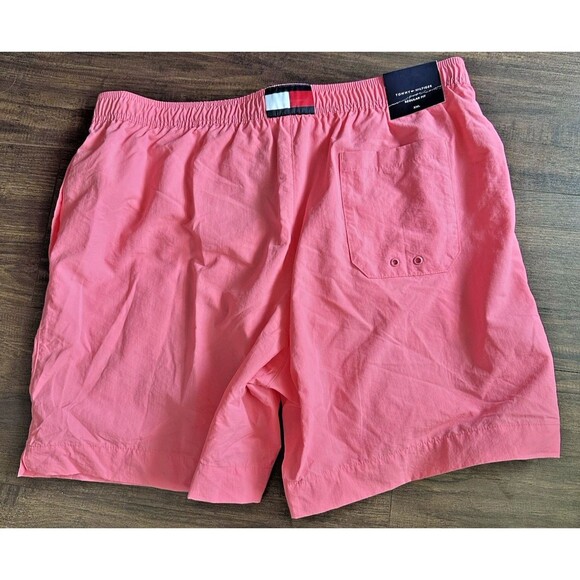 Tommy Hilfiger Men's Regular fit drawstring 7" swim shorts Peach pink  XXL - Picture 6 of 8
